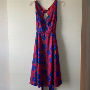 ModCloth Vibrant Red and Blue Patterned Dress